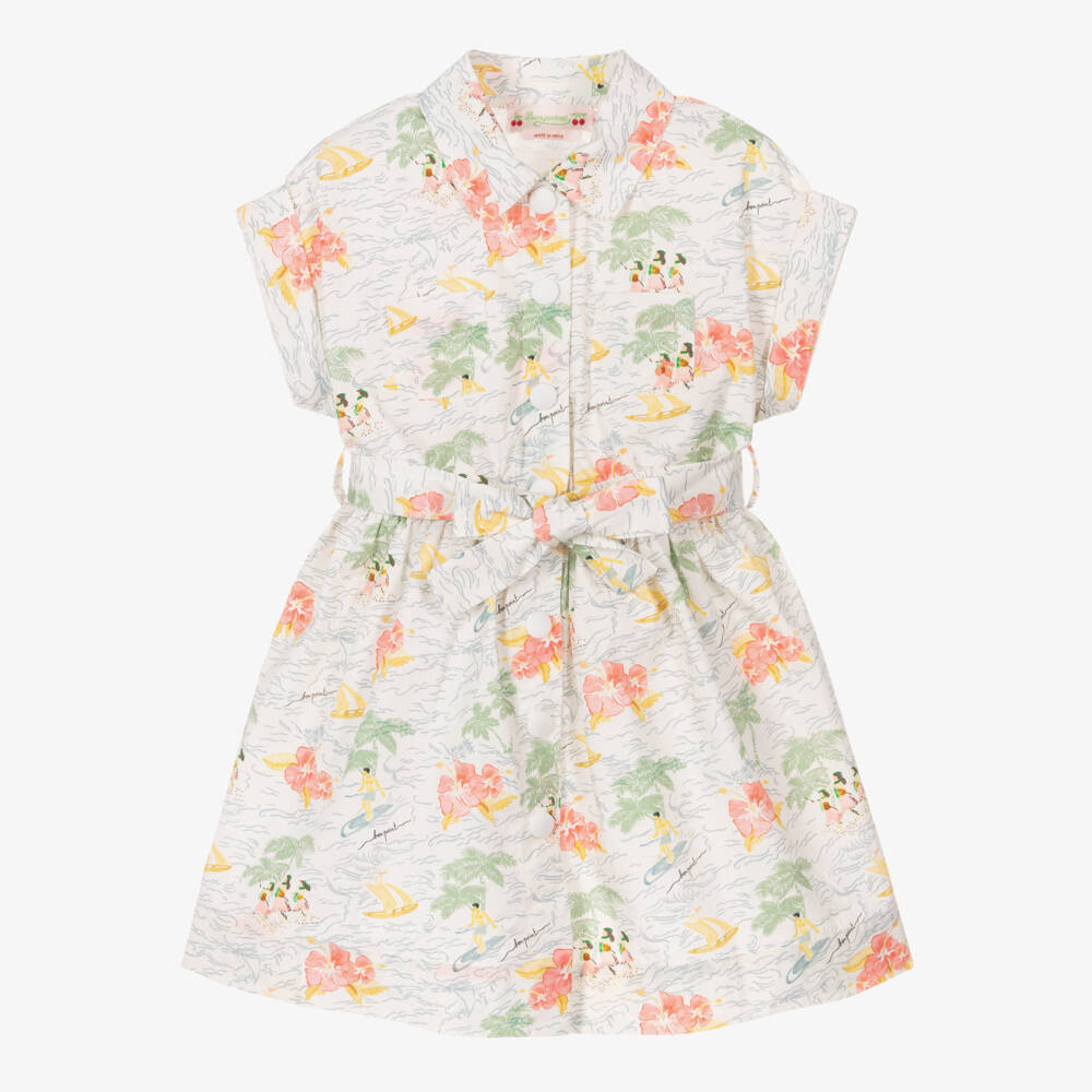 Bonpoint-Girls Ivory Tropic Cotton Dress | Childrensalon Outlet