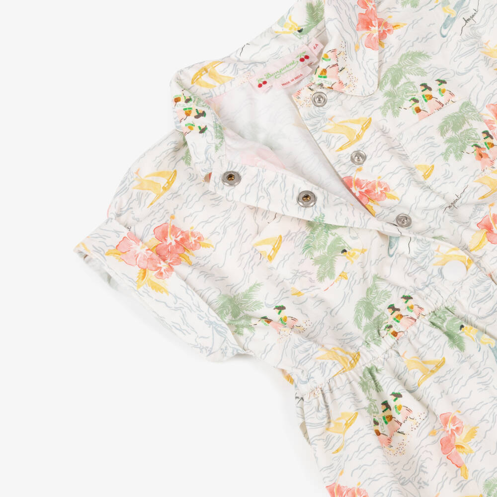 Bonpoint-Кремовое хлопковое платье Tropic для девочек | Childrensalon Outlet