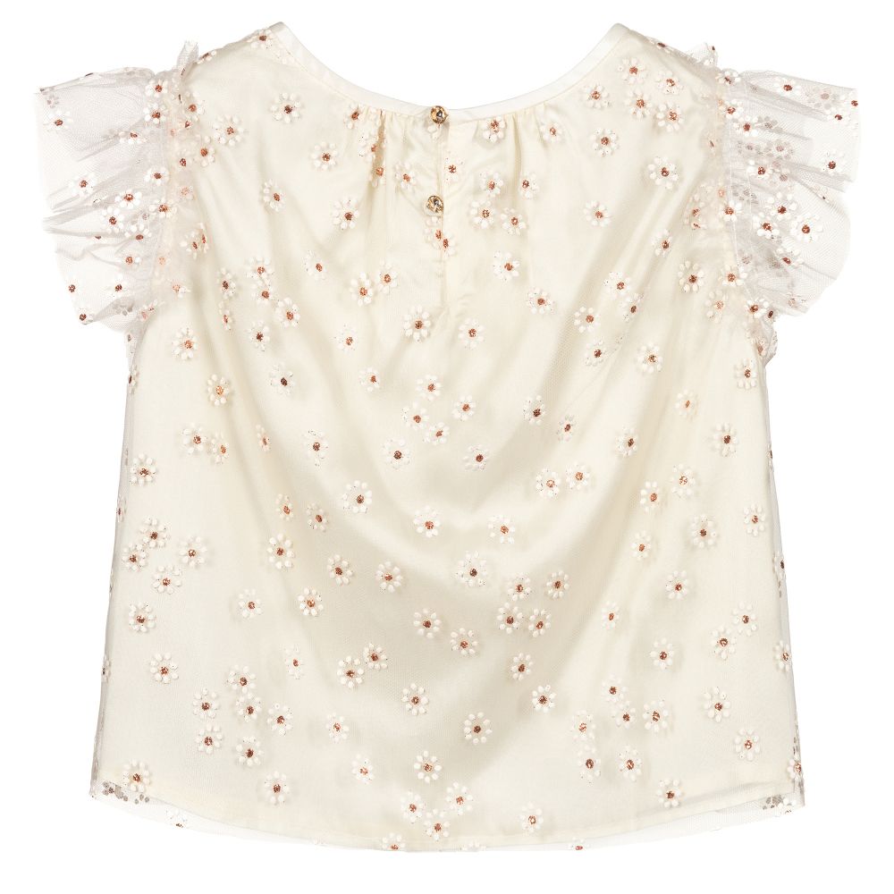 Bonpoint-Girls Ivory Tulle Blouse | Childrensalon Outlet