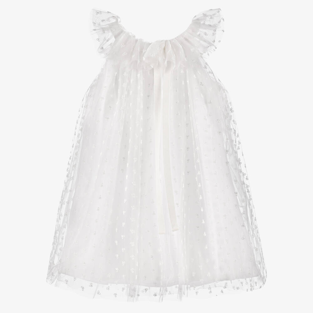 Bonpoint-Girls Ivory Tulle Bow Delight Dress | Childrensalon Outlet