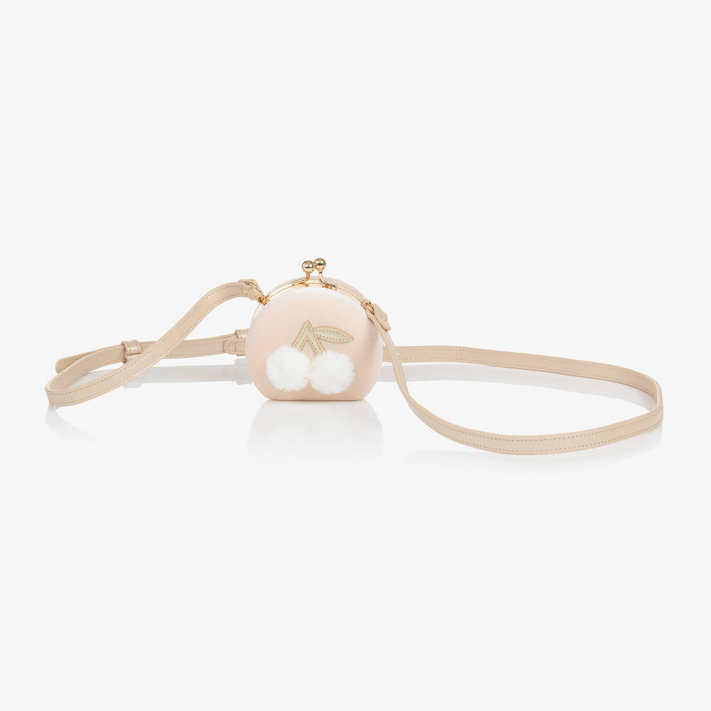 Bonpoint-Girls Ivory Velvet Shoulder Bag (8cm) | Childrensalon Outlet