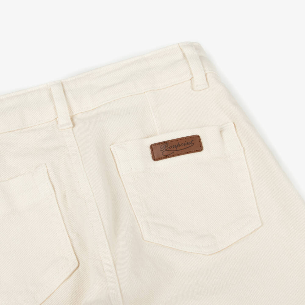 Bonpoint-Girls Ivory Wide Leg Denim Jeans | Childrensalon Outlet