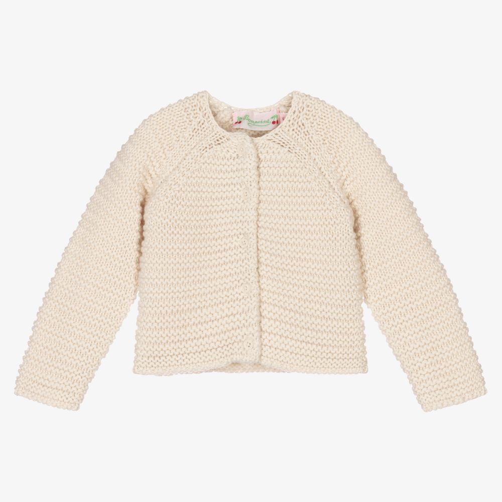 Bonpoint-Girls Ivory Wool Cardigan  | Childrensalon Outlet