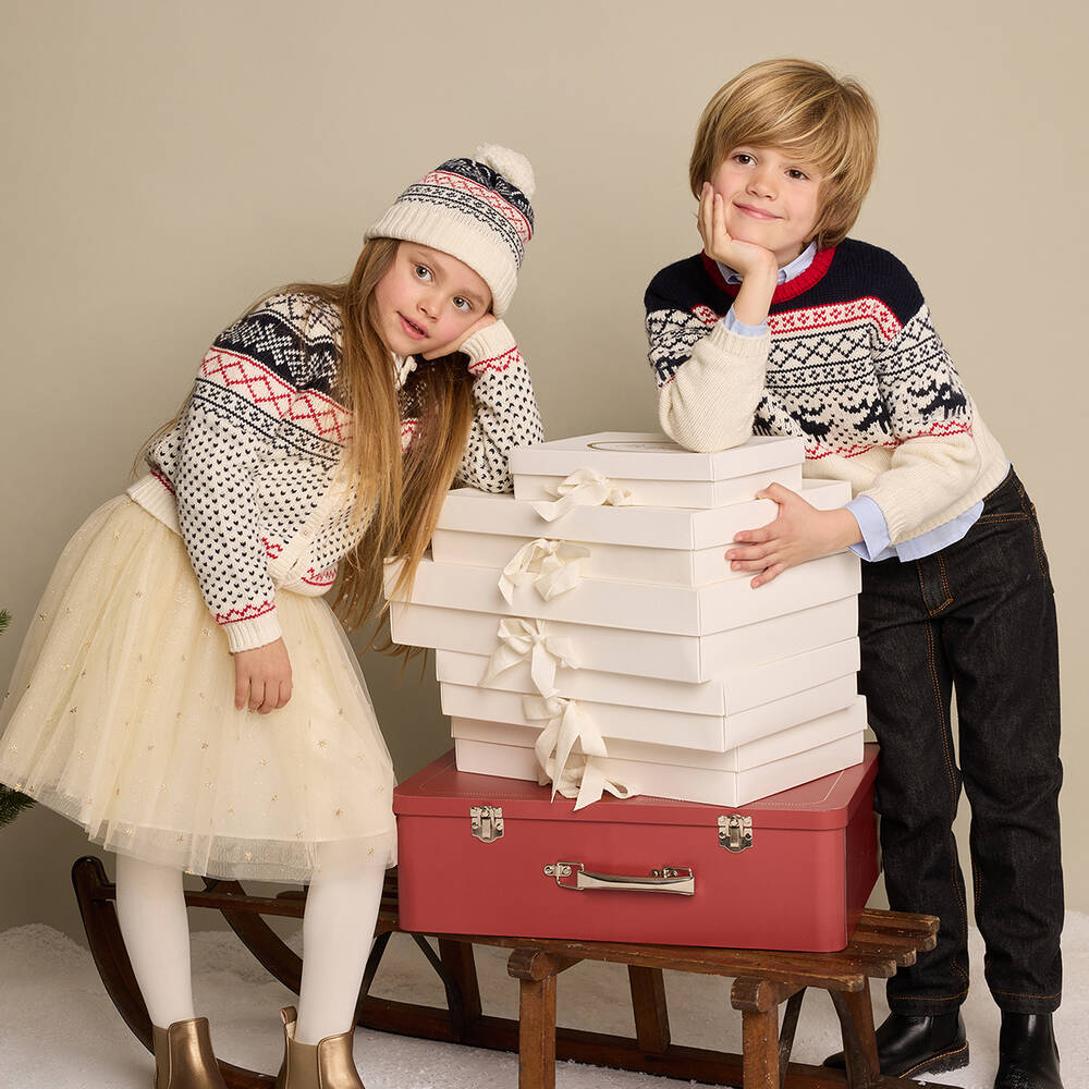 Bonpoint Girls Ivory Wool Cashmere Knit Cardigan