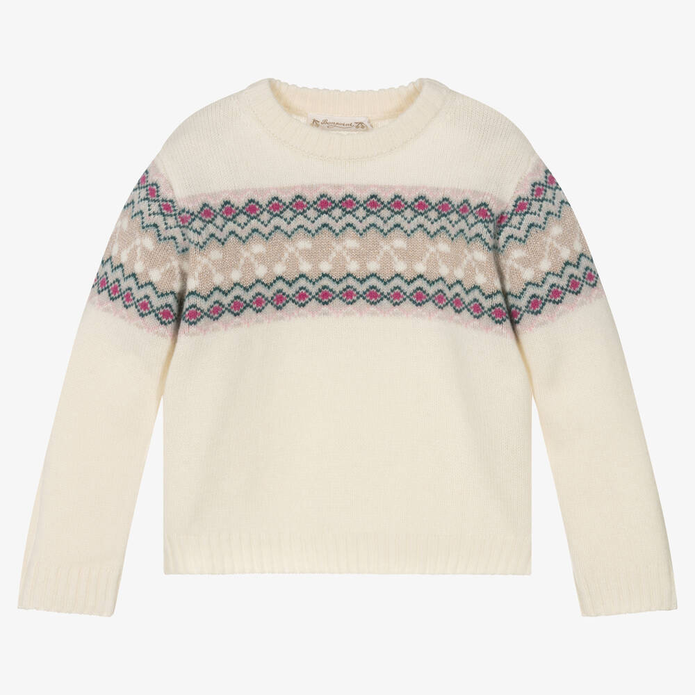 Bonpoint-Girls Ivory Wool Knit Jumper | Childrensalon Outlet