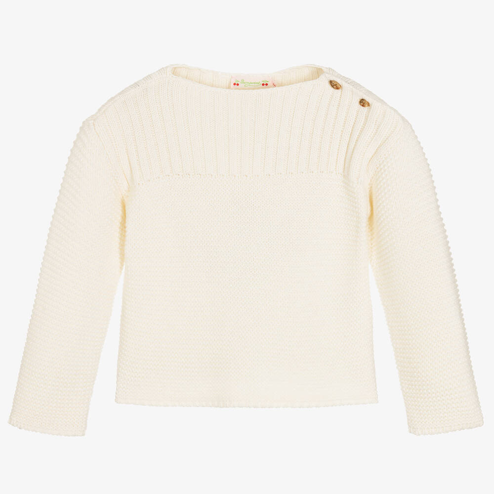 Bonpoint-Girls Ivory Wool Knitted Sweater | Childrensalon Outlet