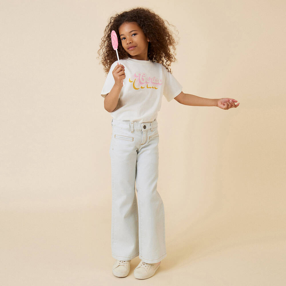 بونبوان-جينز بأرجل واسعة قطن دنيم لون أزرق فاتح | Childrensalon Outlet