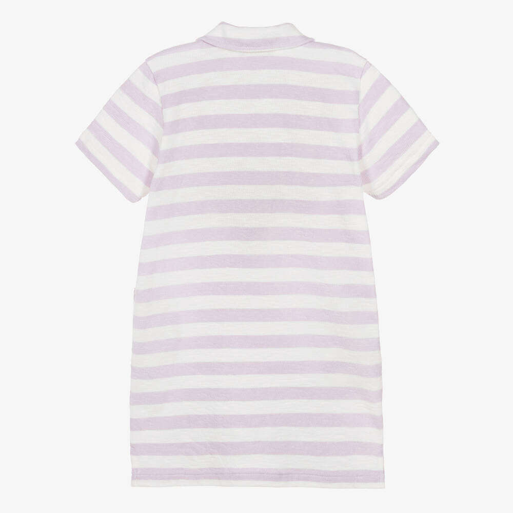 Bonpoint-Girls Lilac & Ivory Stripe Cotton Polo Dress | Childrensalon Outlet