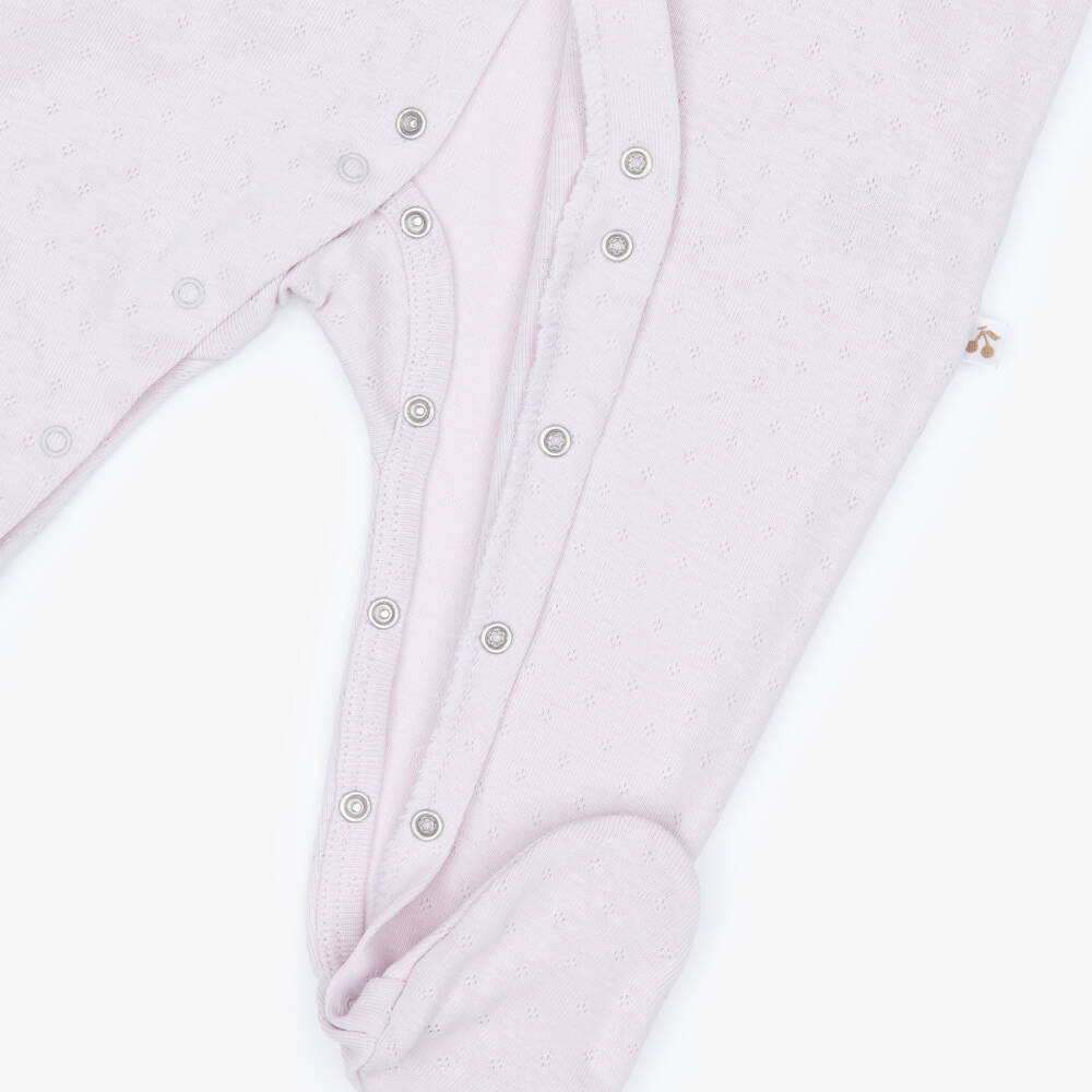 Bonpoint-Girls Lilac Purple Cotton Babygrow with Ruffle Collar | Childrensalon Outlet
