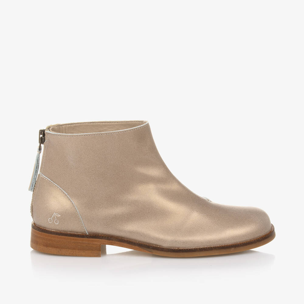 Bonpoint-Girls Metallic Leather Ankle Boots | Childrensalon Outlet