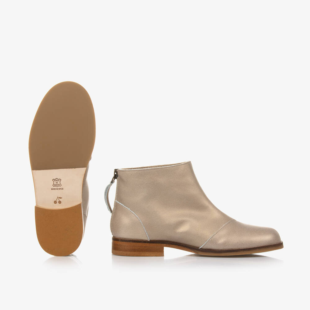 Bonpoint-Girls Metallic Leather Ankle Boots | Childrensalon Outlet