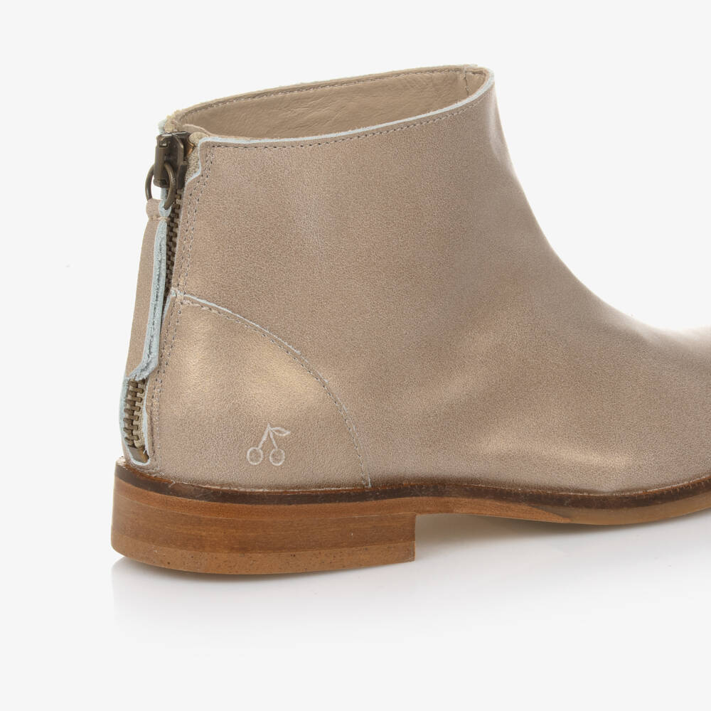 Bonpoint-Girls Metallic Leather Ankle Boots | Childrensalon Outlet