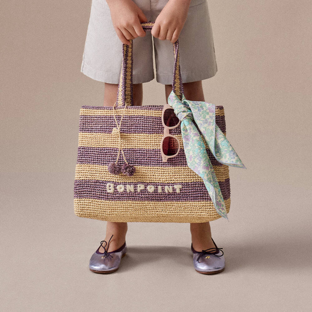 Bonpoint-Girls Metallic Lilac Leather Ballet Pumps | Childrensalon Outlet