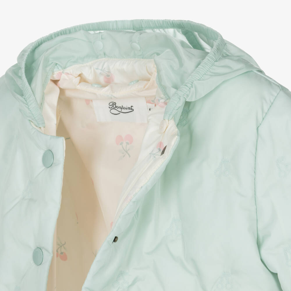 Bonpoint-Girls Mint Quilted Cherry Jacket | Childrensalon Outlet