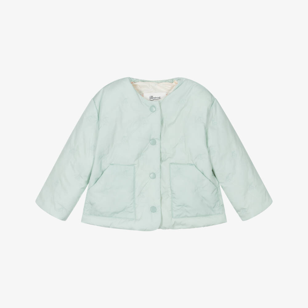 Bonpoint-Куртка мятного цвета с вишневым узором для девочек | Childrensalon Outlet