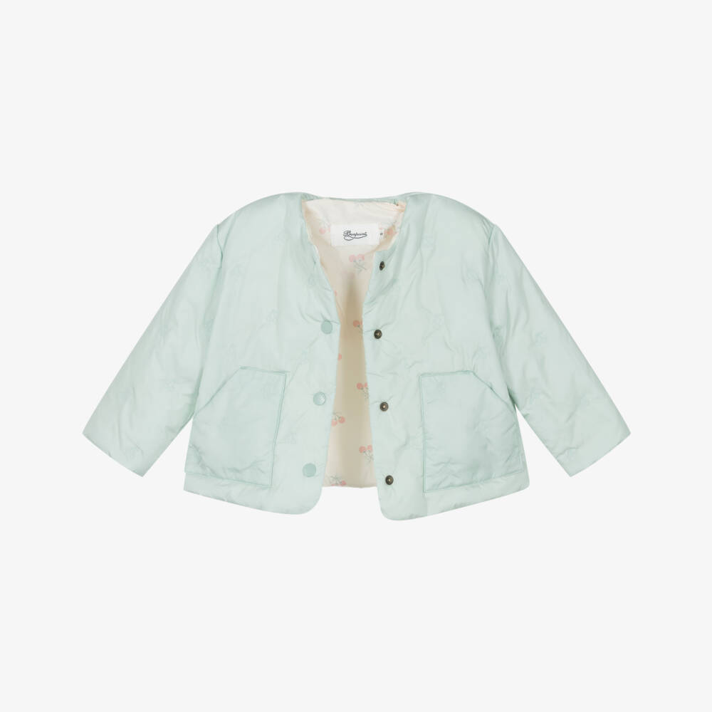 Bonpoint-Girls Mint Quilted Cherry Jacket | Childrensalon Outlet
