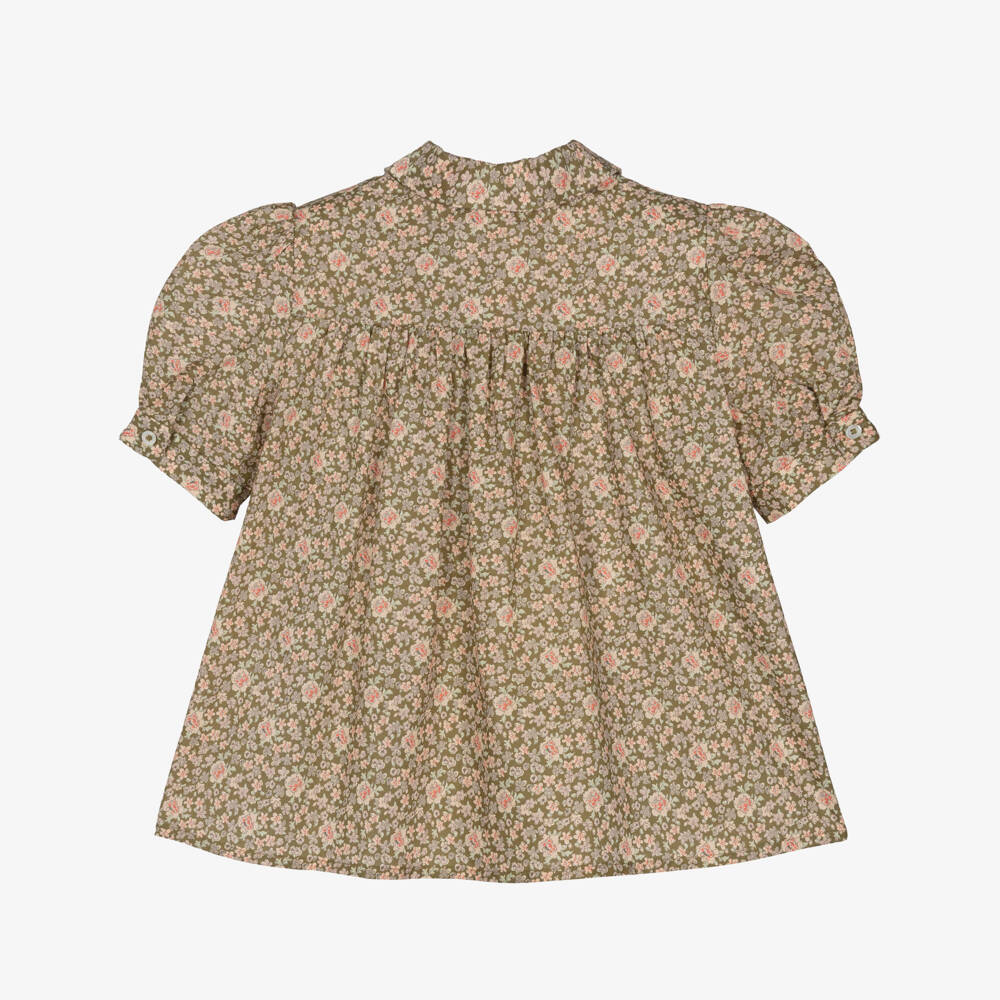 Bonpoint-Girls Moss Green Liberty Floral Blouse | Childrensalon Outlet