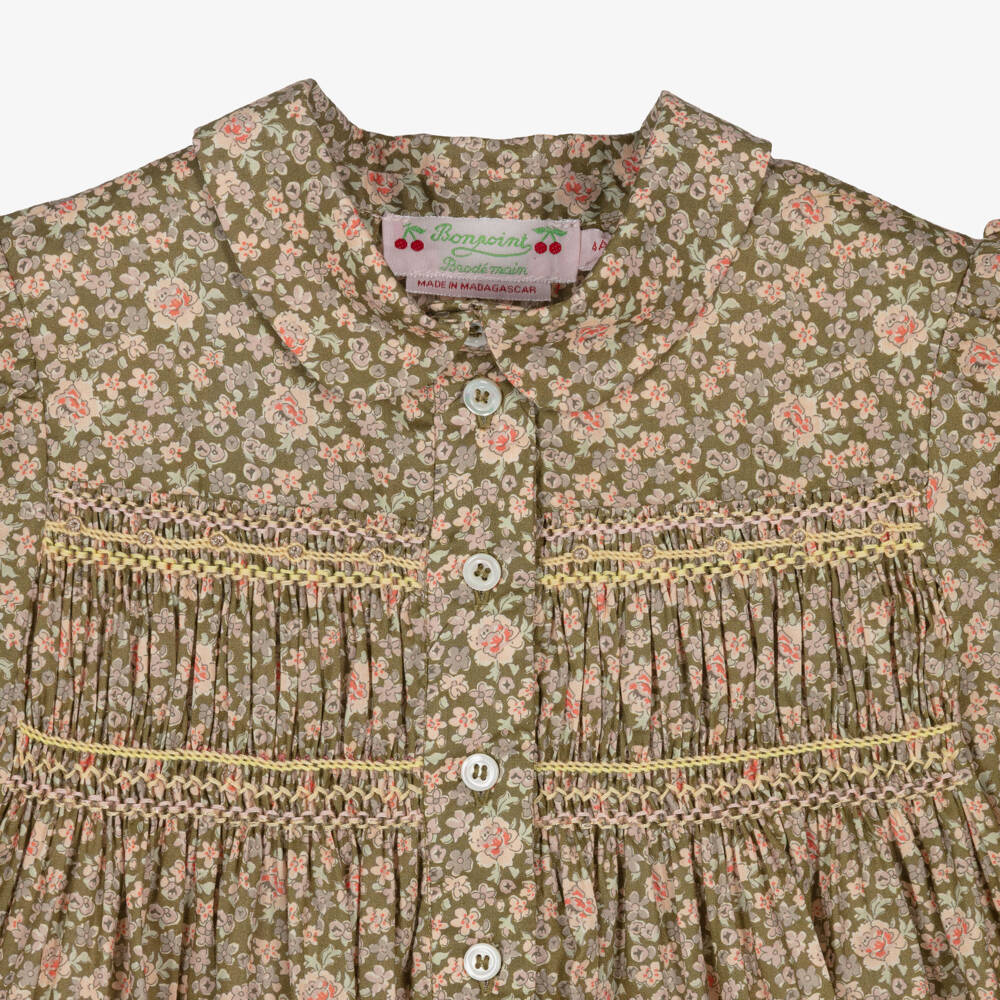 Bonpoint-Girls Moss Green Liberty Floral Blouse | Childrensalon Outlet