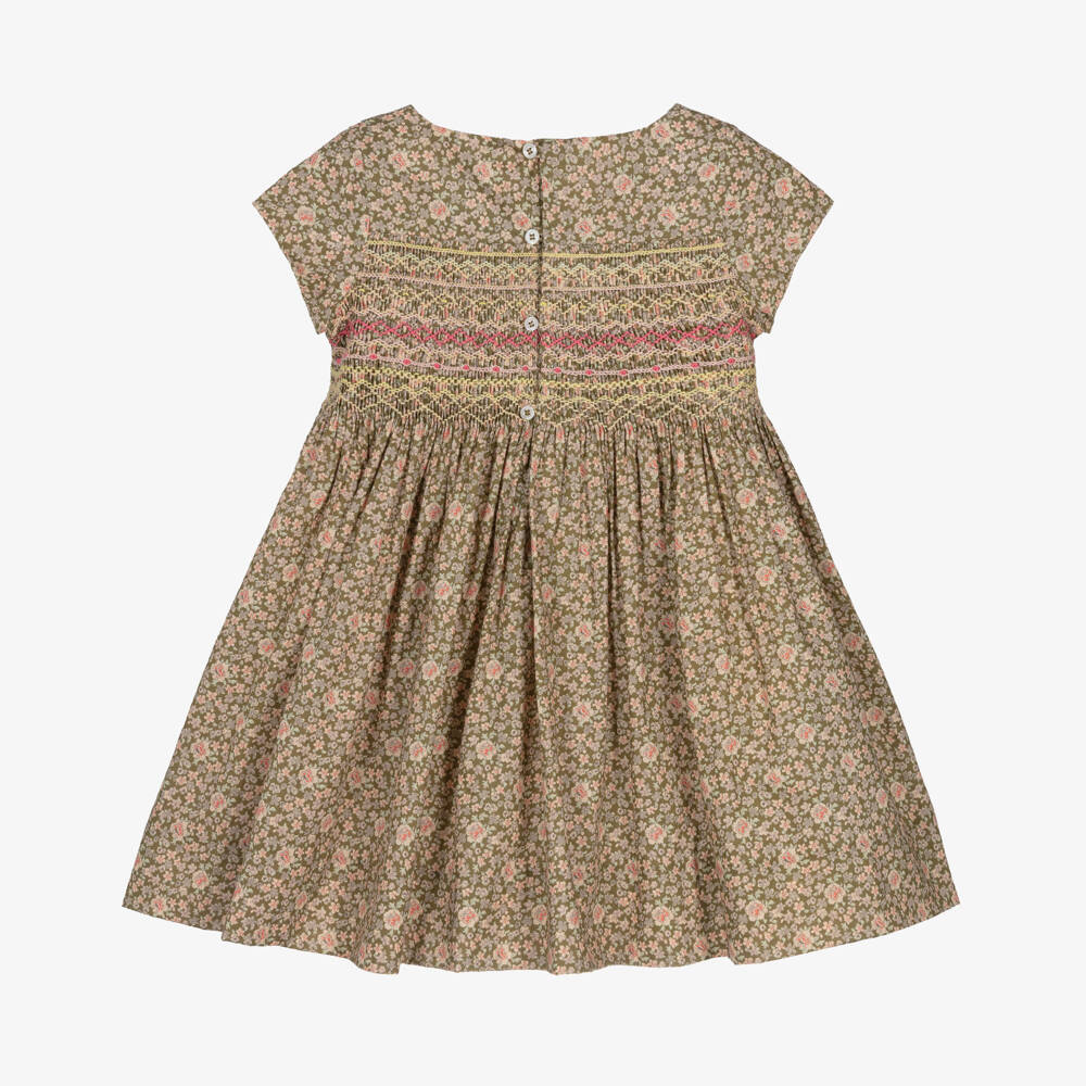 Bonpoint-Платье с принтом Liberty хаки для девочек | Childrensalon Outlet