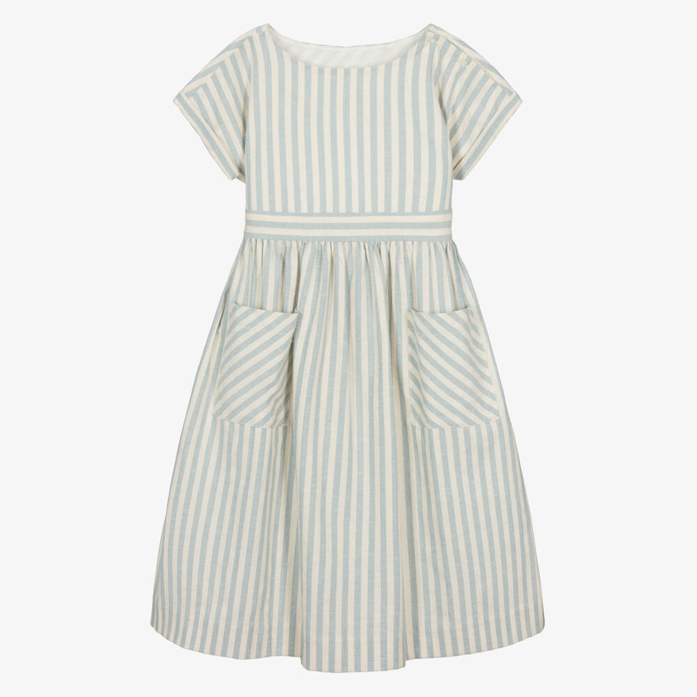 Bonpoint-Girls Nautical Stripe Cotton Frock | Childrensalon Outlet