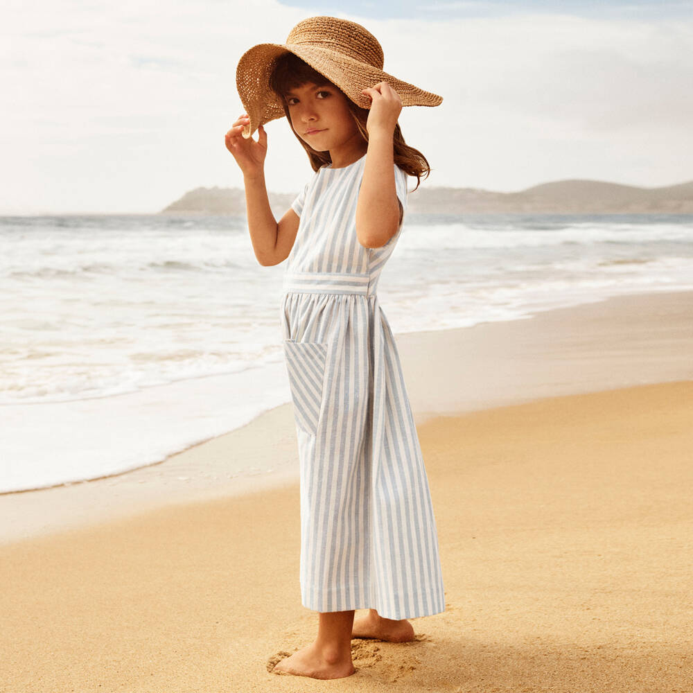 Bonpoint-Girls Nautical Stripe Cotton Frock | Childrensalon Outlet