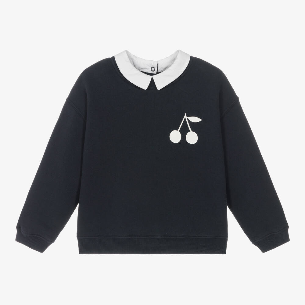 Bonpoint - Kirsch-Baumwoll-Sweatshirt Navyblau | Childrensalon