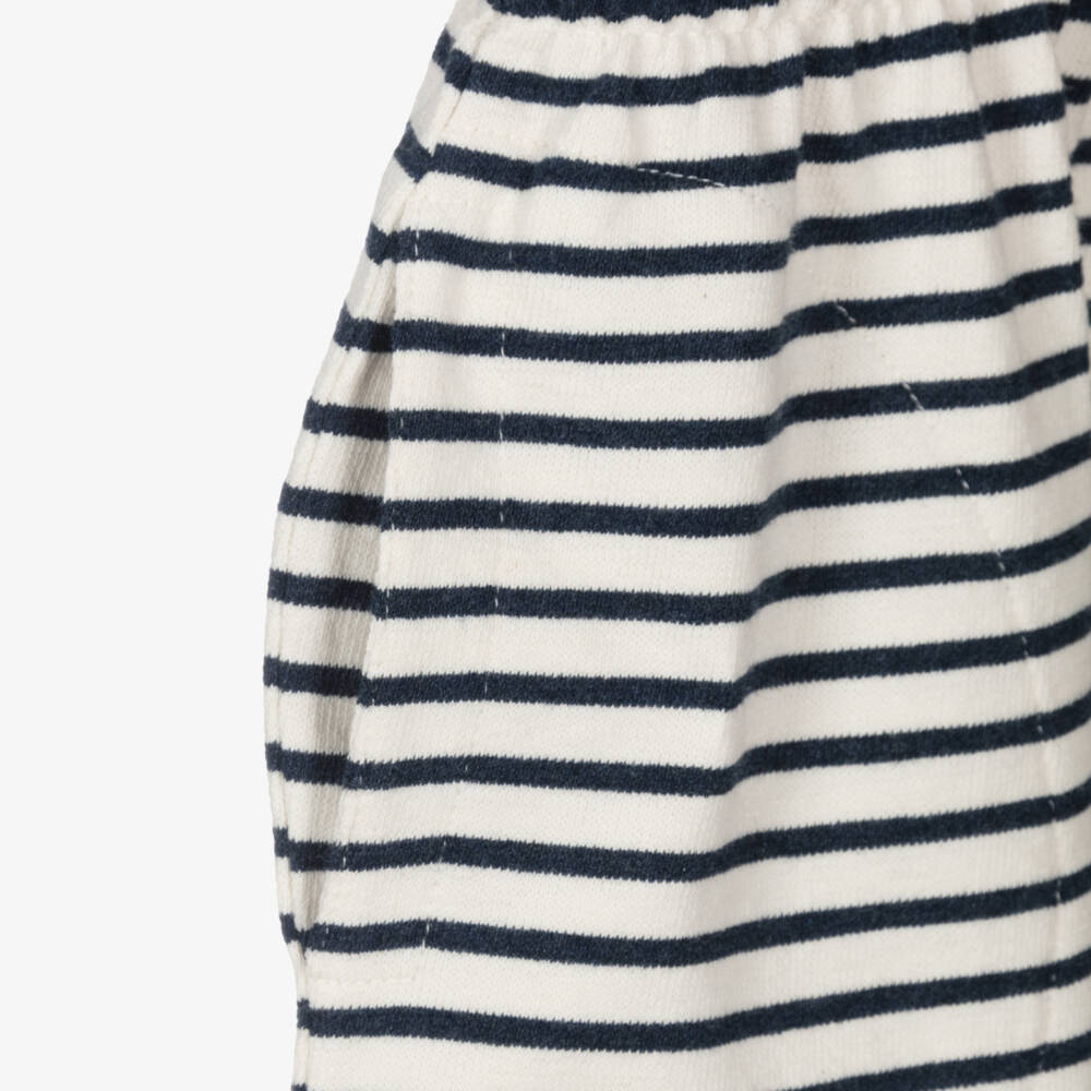 Bonpoint-Girls Navy Blue & Ivory Striped Towelling Dress | Childrensalon Outlet