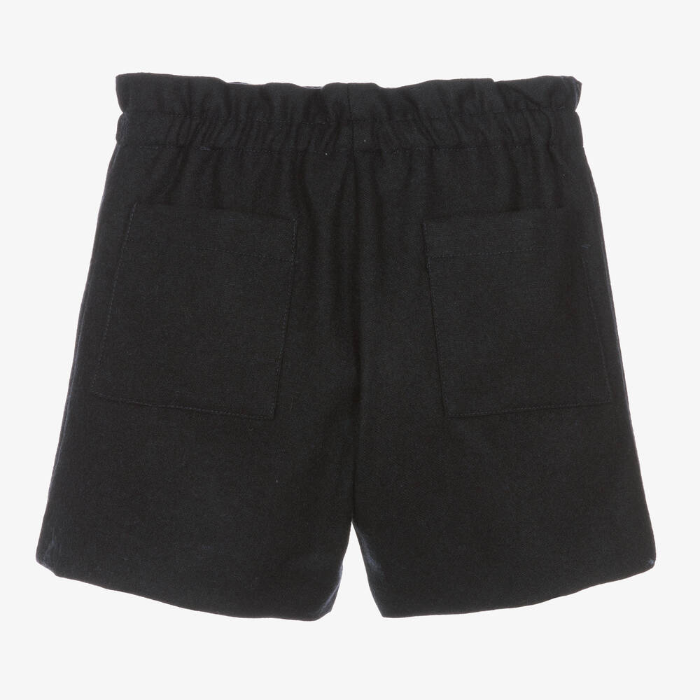 Bonpoint-Girls Navy Blue Wool Shorts | Childrensalon Outlet