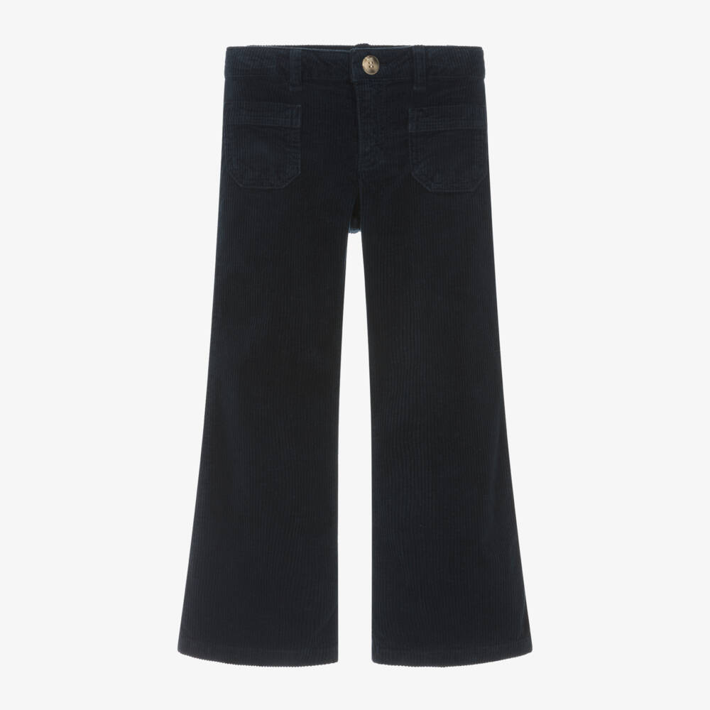 Bonpoint-Girls Navy Flared Cord Trousers | Childrensalon Outlet