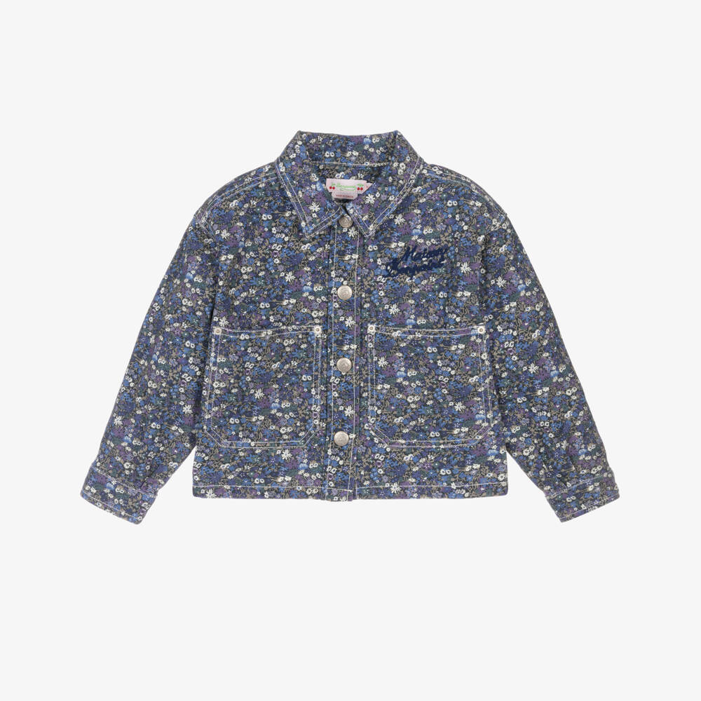 Bonpoint-Girls Navy Floral Denim Coat | Childrensalon Outlet