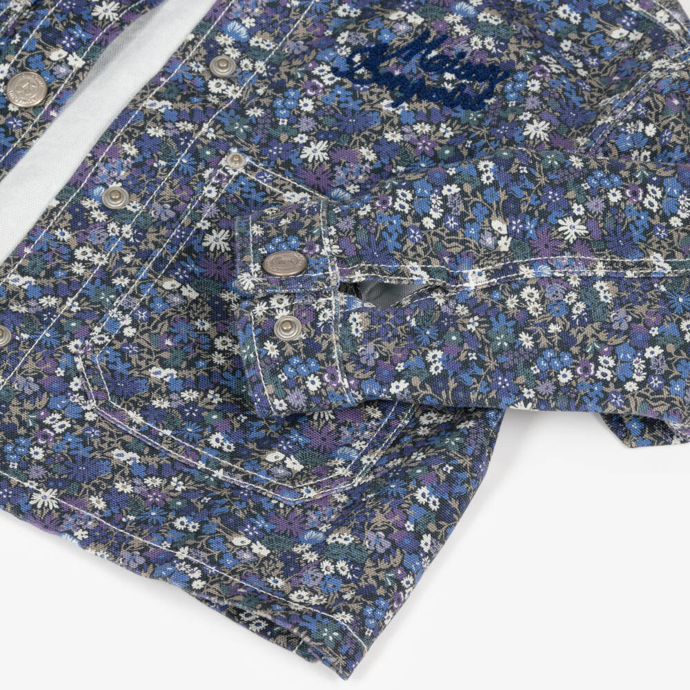 Bonpoint-Girls Navy Floral Denim Coat | Childrensalon Outlet