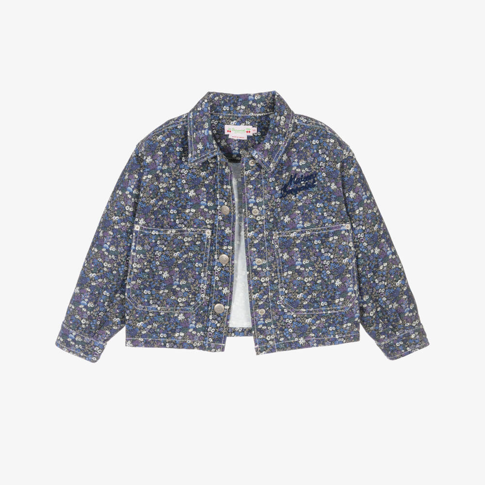 Bonpoint-Girls Navy Floral Denim Coat | Childrensalon Outlet