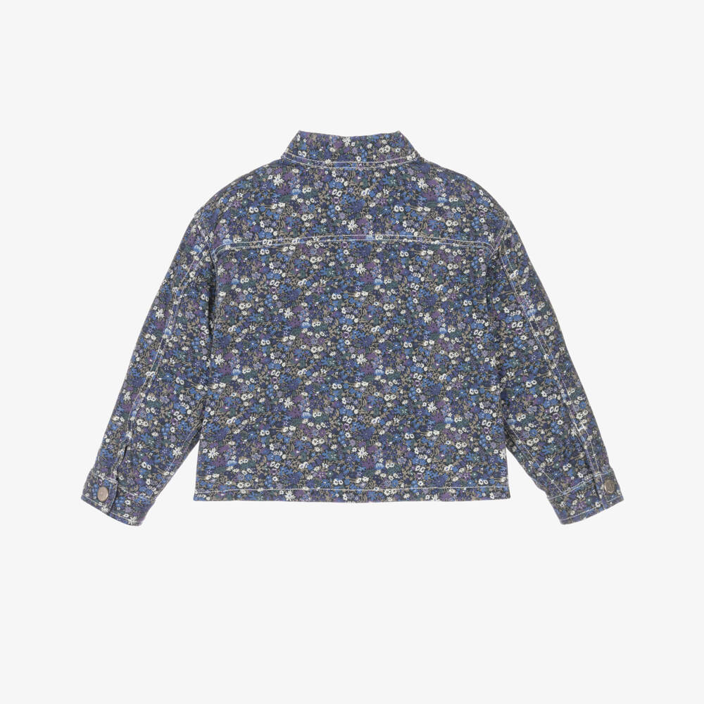 Bonpoint-Girls Navy Floral Denim Coat | Childrensalon Outlet