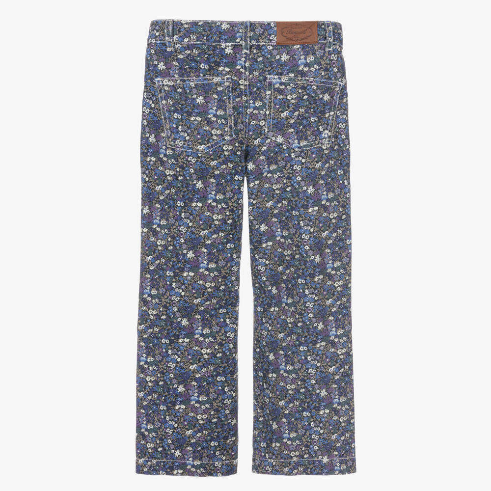 Bonpoint-Girls Navy Liberty Floral Denim Pants | Childrensalon Outlet