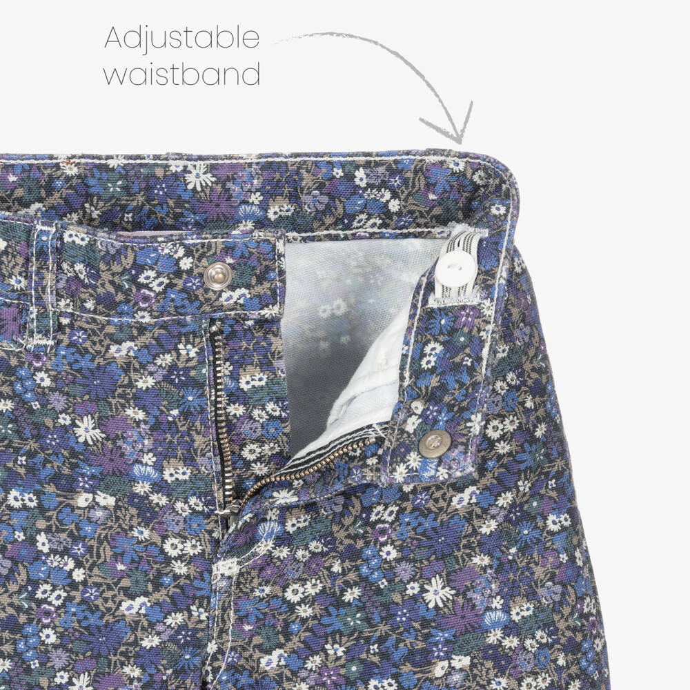 Bonpoint-Girls Navy Liberty Floral Denim Pants | Childrensalon Outlet
