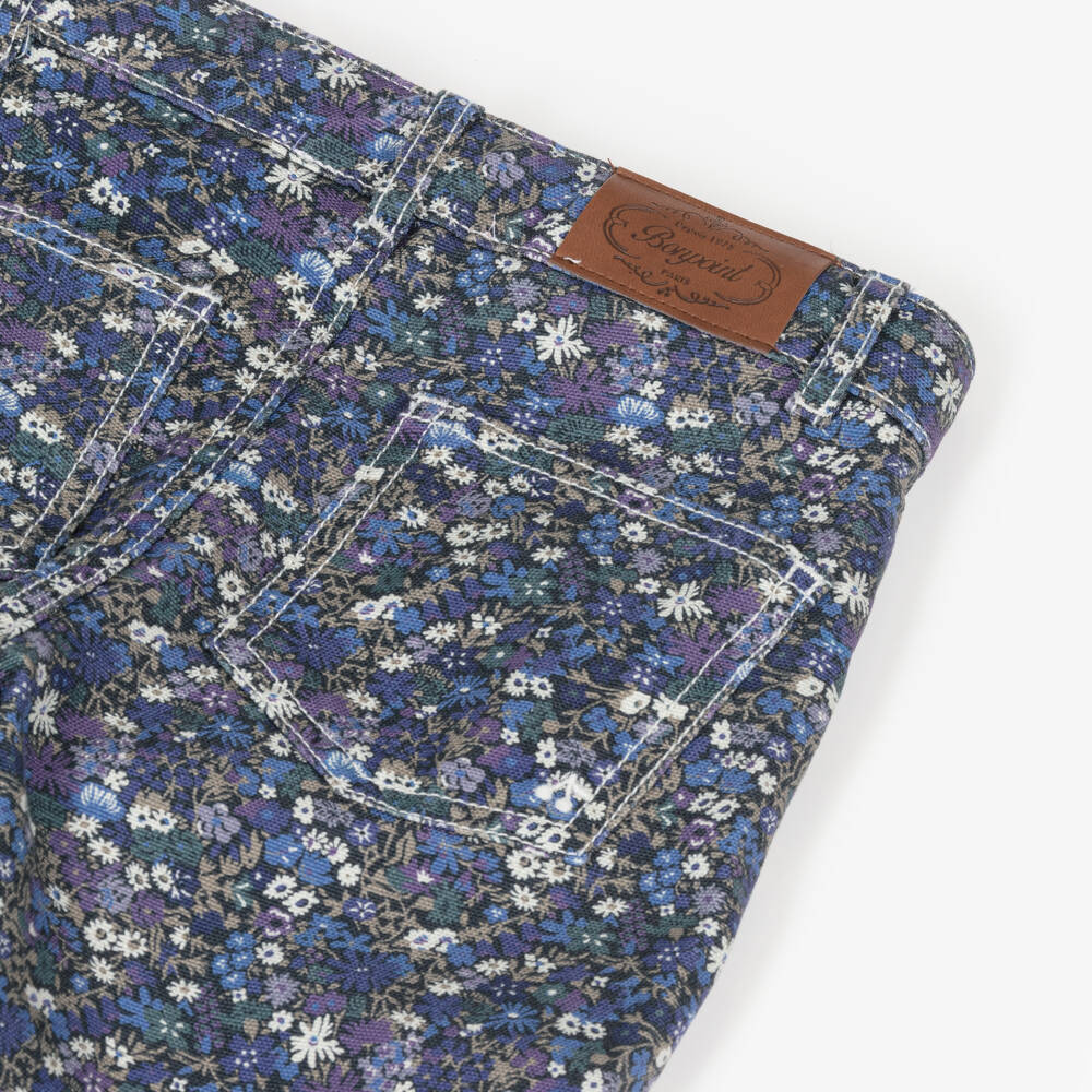 Bonpoint-Girls Navy Liberty Floral Denim Pants | Childrensalon Outlet