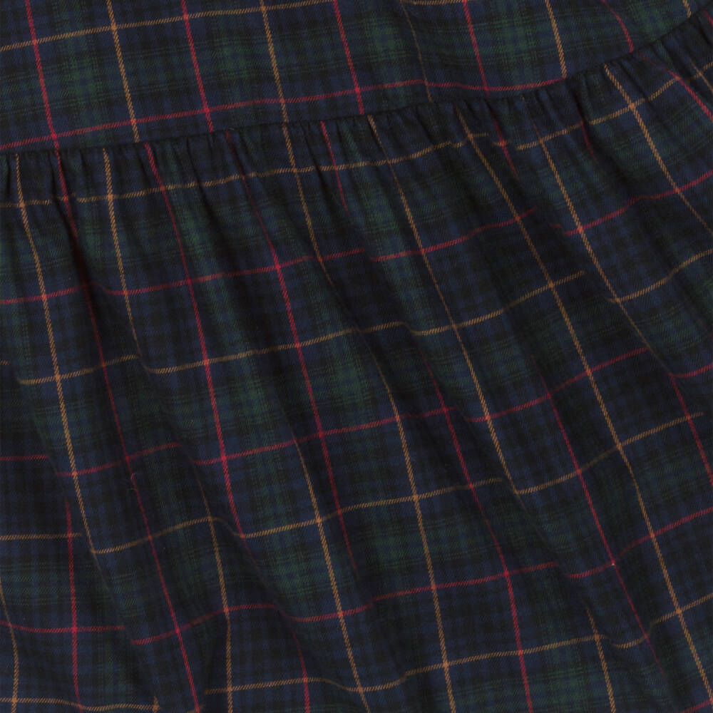 بونبوان-فستان تارتان قطن وتول لون كحلي | Childrensalon Outlet