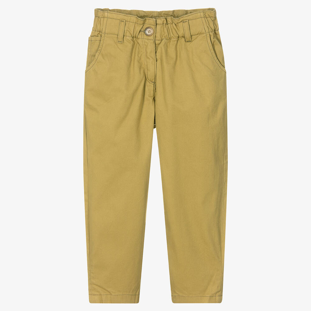 Bonpoint - Pantalon chino vert olive fille | Childrensalon