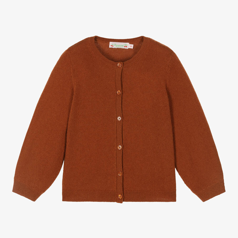 Bonpoint - Cardigan orange cachemire Fille | Childrensalon