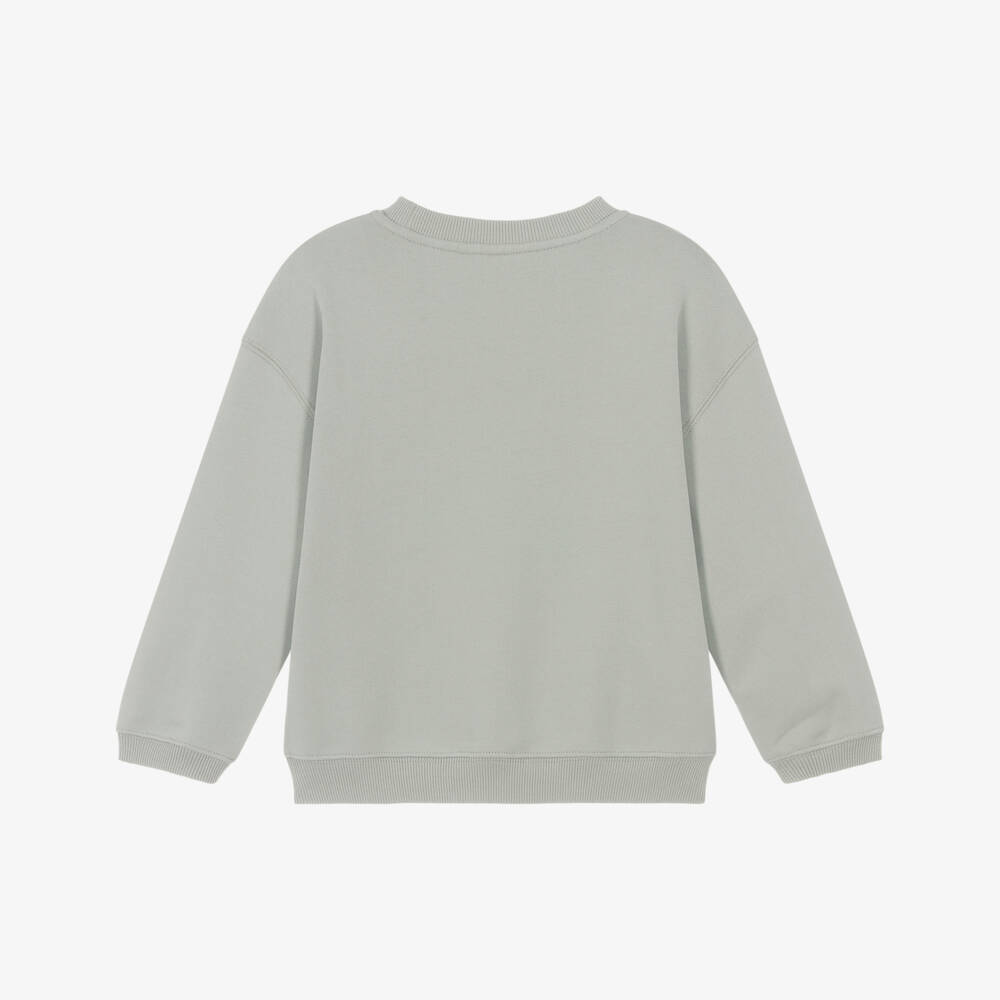 Bonpoint-Girls Pale Green Cotton Sweatshirt with Bouclé Logo | Childrensalon Outlet