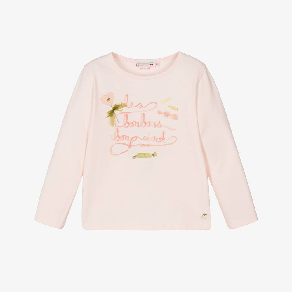 Bonpoint-Girls Pale Pink Cotton Candy Logo Top | Childrensalon Outlet