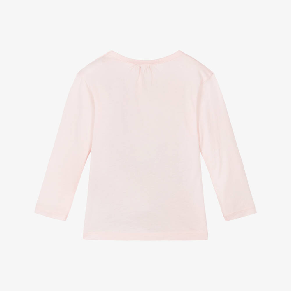 Bonpoint-Girls Pale Pink Cotton Jersey Top with Horse Print | Childrensalon Outlet