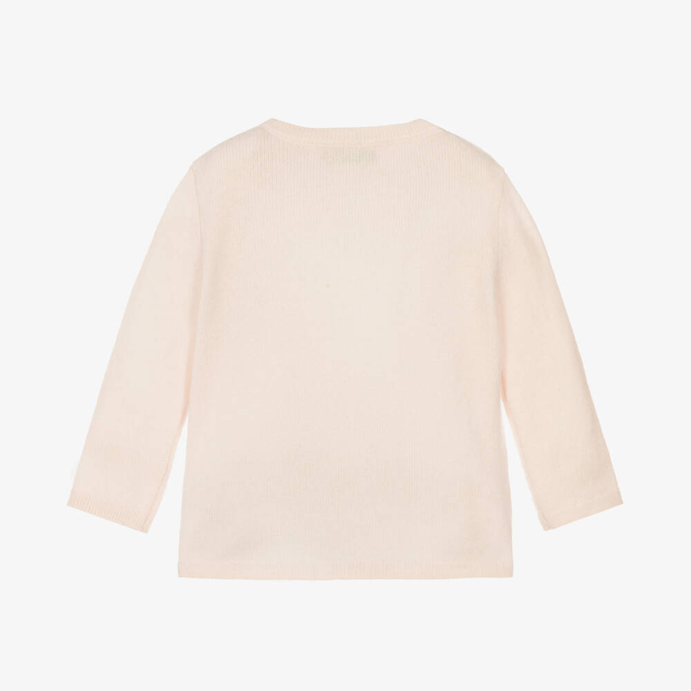 Bonpoint-Girls Pale Pink Pure Cashmere Cherry Sweater | Childrensalon Outlet