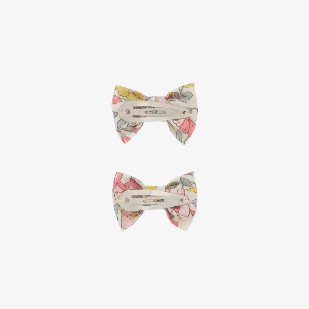 Bonpoint-Girls Pastel Floral Bow Clips Set | Childrensalon Outlet