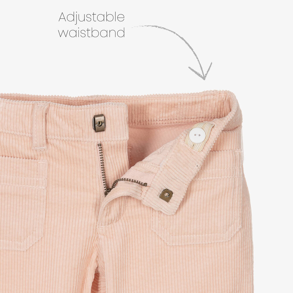Bonpoint-Girls Pink Corduroy Flared Trousers | Childrensalon Outlet