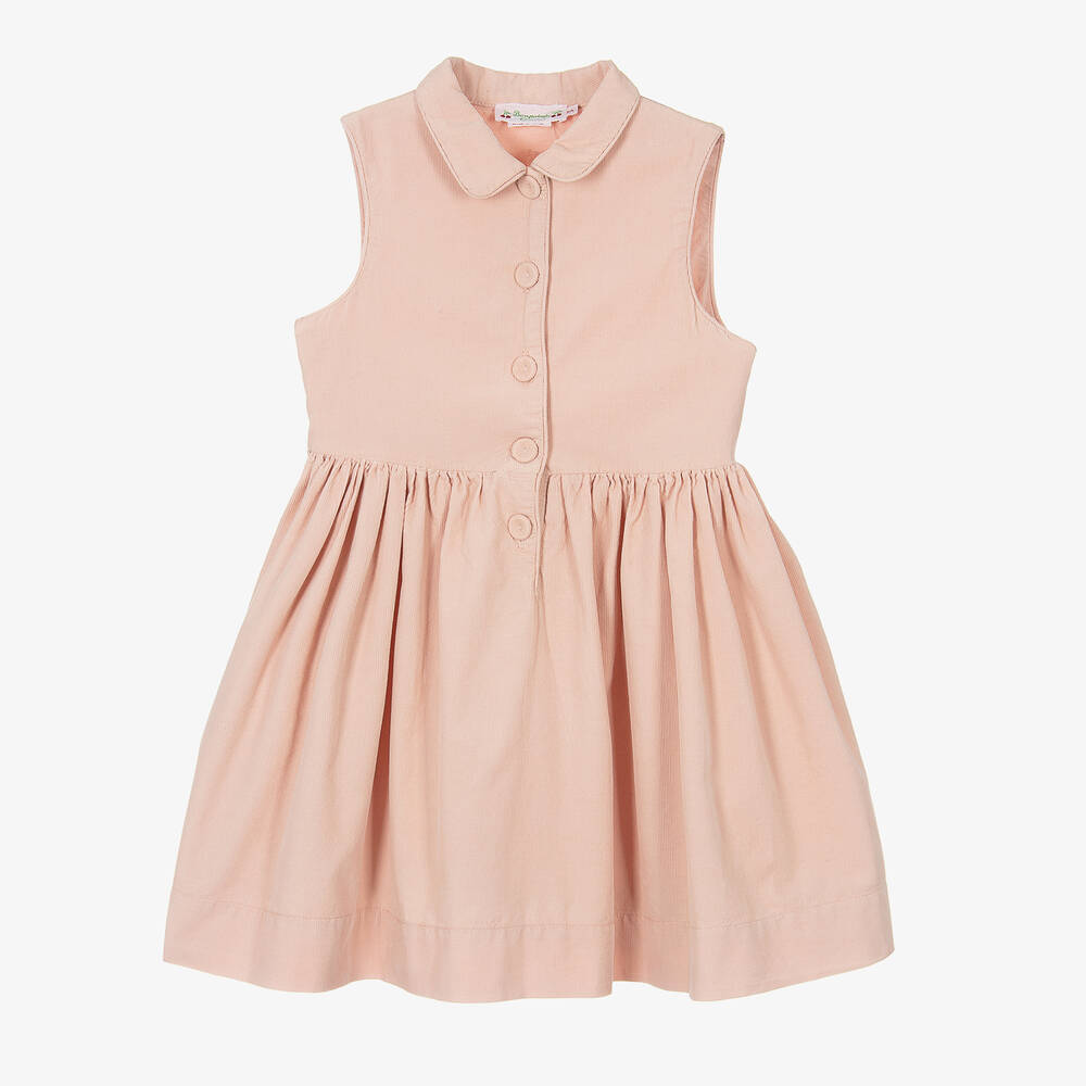 Bonpoint - Girls Pink Corduroy Sleeveless Dress | Childrensalon