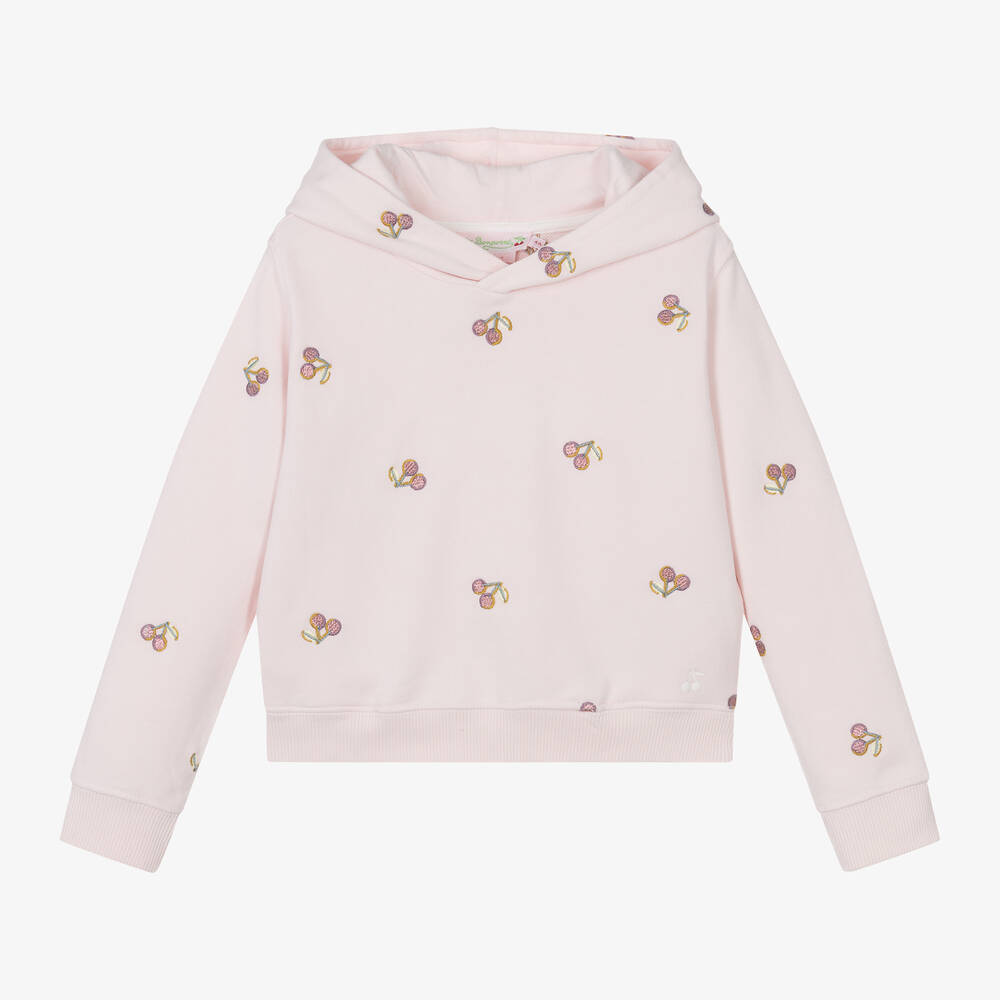 Bonpoint-Girls Pink Cotton Cherry Hoodie | Childrensalon Outlet