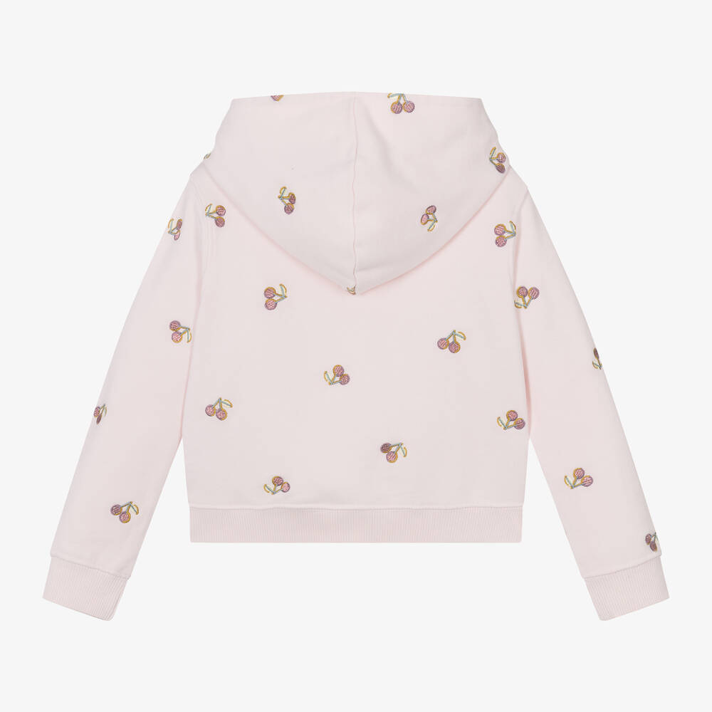 Bonpoint-Girls Pink Cotton Cherry Hoodie | Childrensalon Outlet