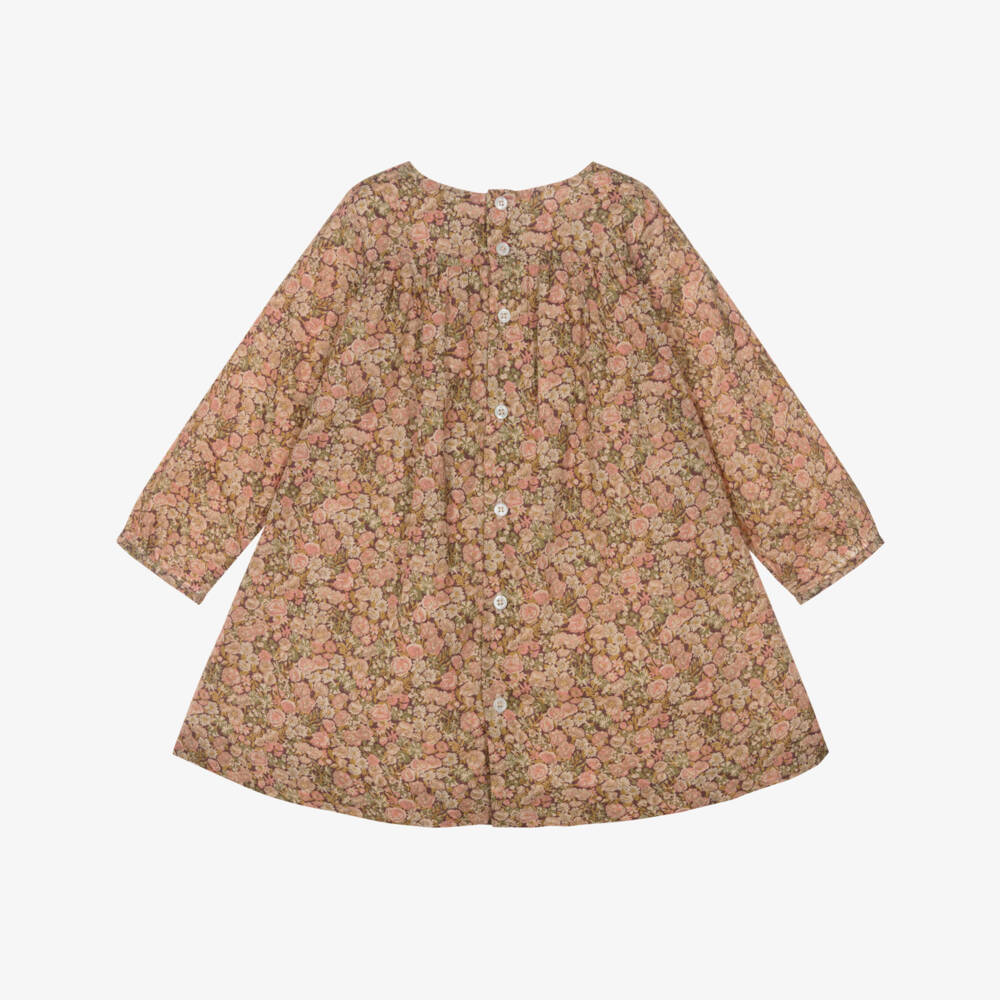 Bonpoint-Girls Pink Cotton Floral Liberty Fabric Dress with Smocking | Childrensalon Outlet
