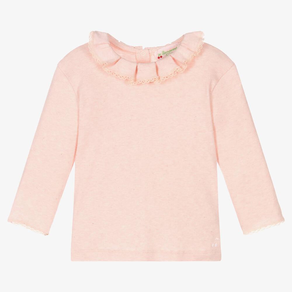 Bonpoint-Girls Pink Cotton Jersey Top | Childrensalon Outlet